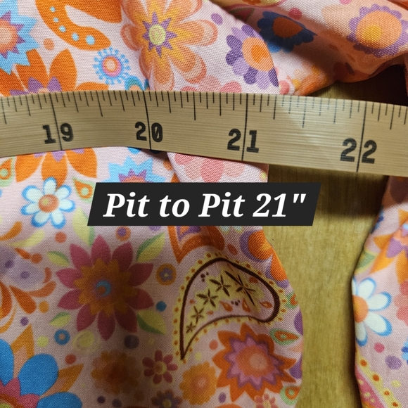 MISSLOOK Flowerchild Hippie Love Peace Paisley Balloon Sleeve V Neck Top XL - Picture 5 of 6